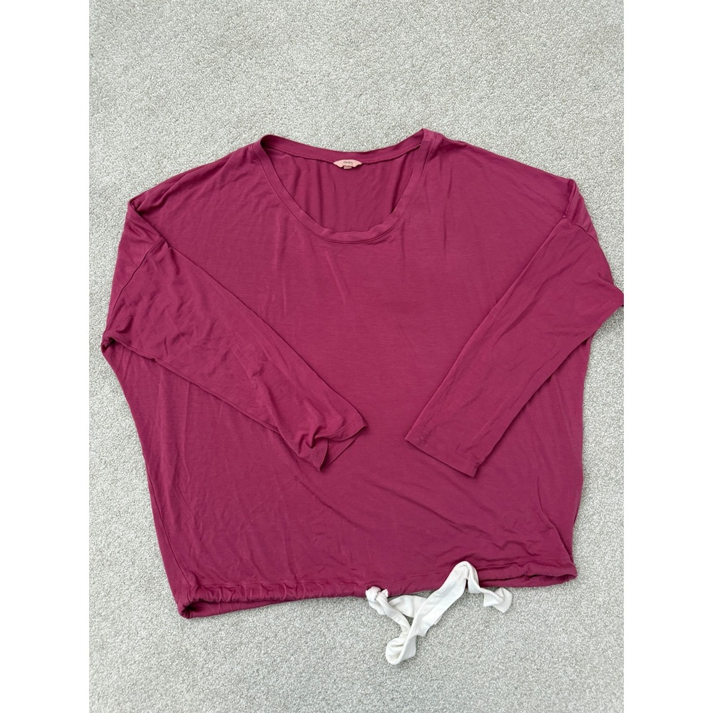 Eberjey Womens Medium Berry Pink Tencel Modal Drawstring Hem Lounge Top M